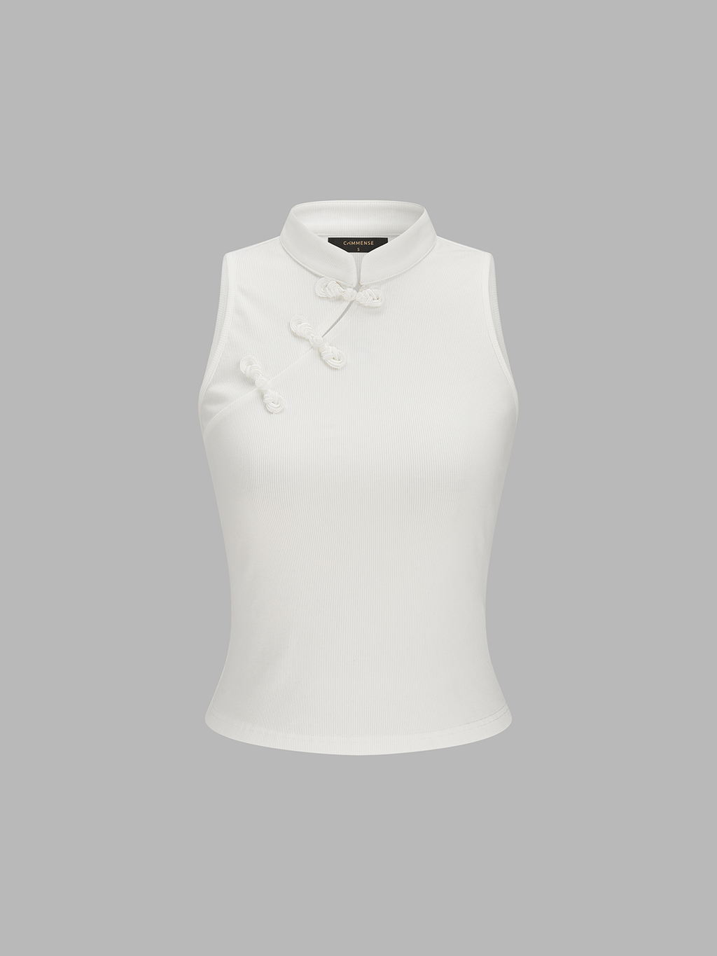 Frog Button Ribbed Sleeveless Top