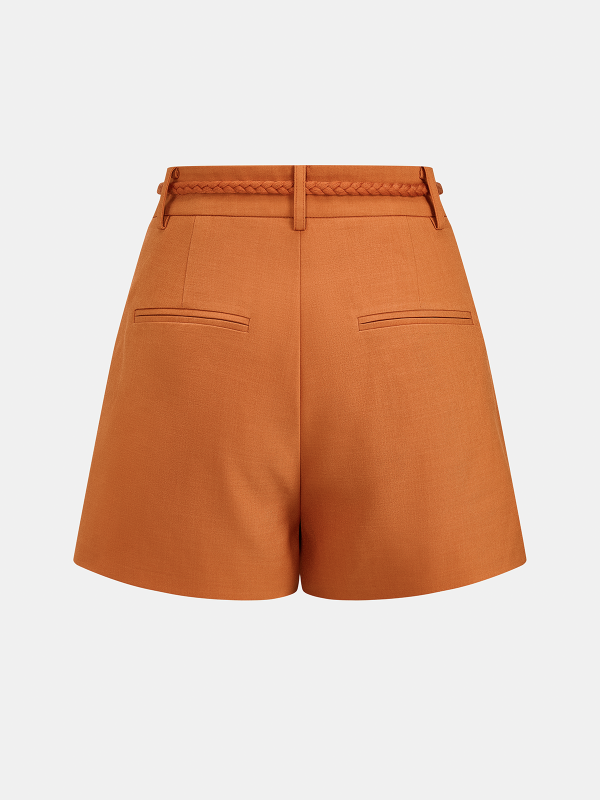 High-Waist Pleated Belted Shorts