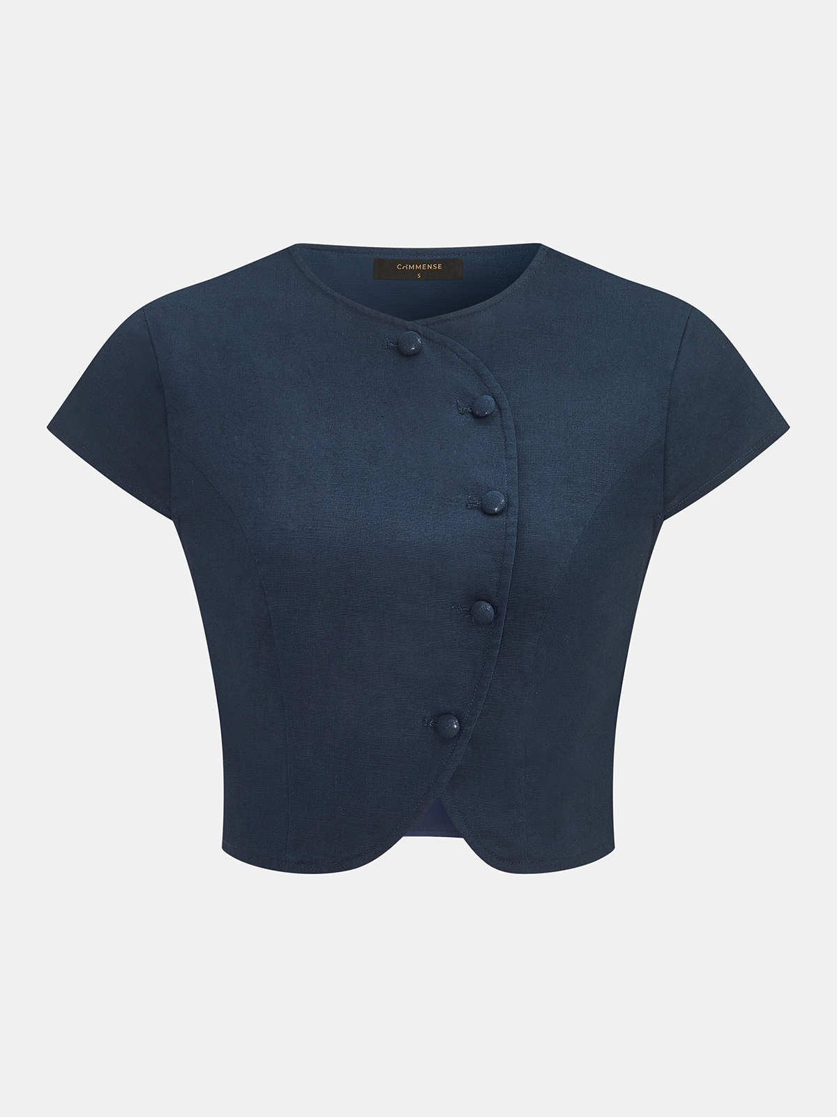 Cotton Linen Button-Front Blouse & Skirt Set