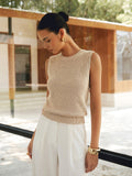 Open-Knit Sleeveless Sweater Vest