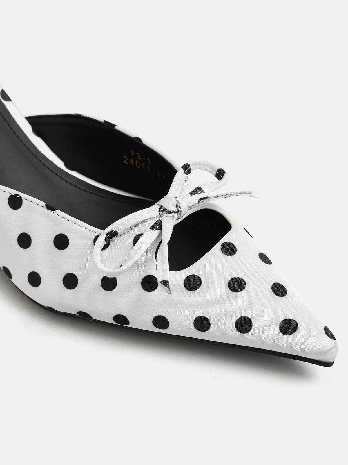 Bow Detail Polka Dot Kitten Heel Mules