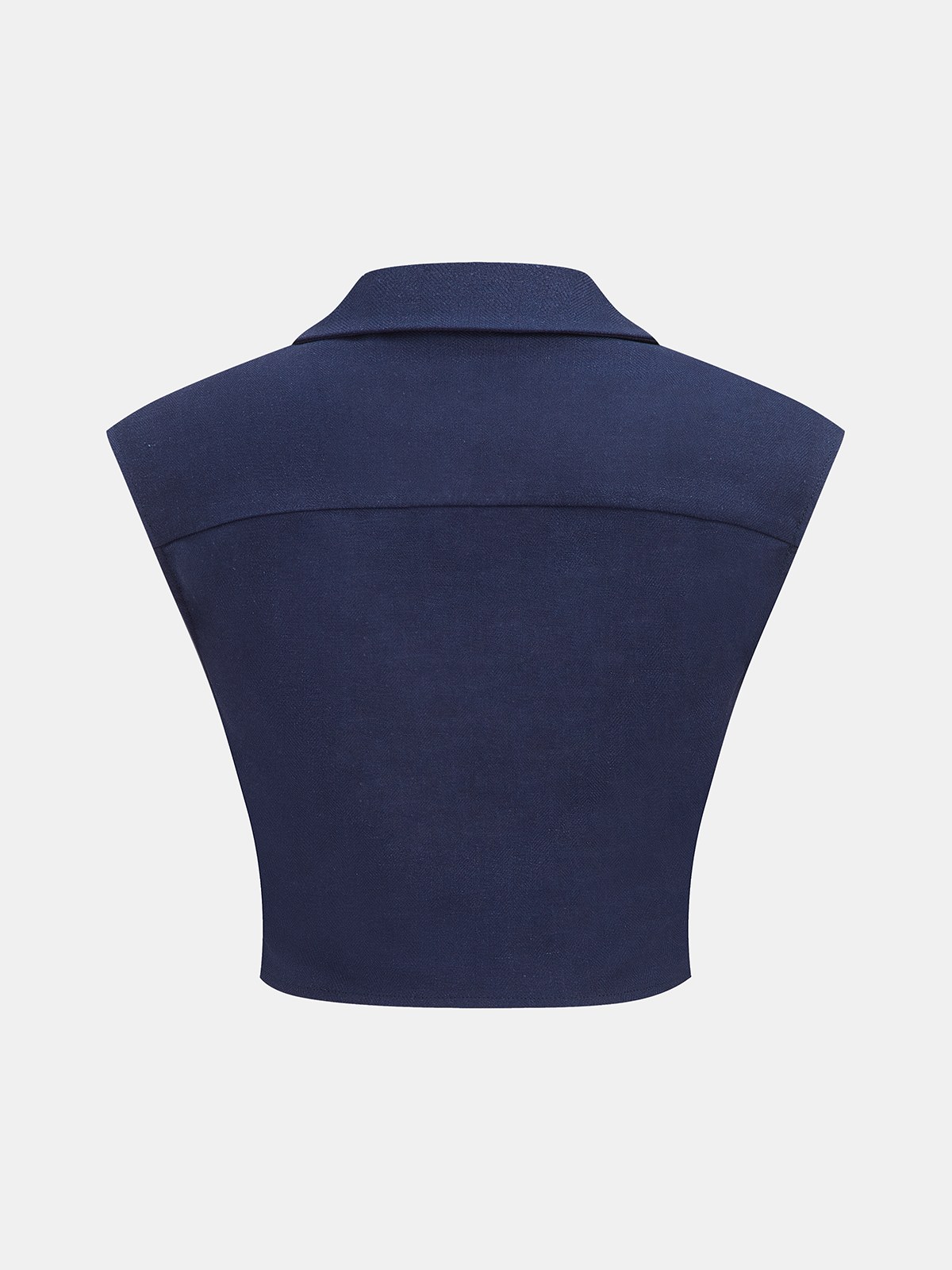 Twist-Front Cropped Sleeveless Cotton Linen Blouse