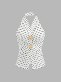 Polka Dot Ruched Halter Top