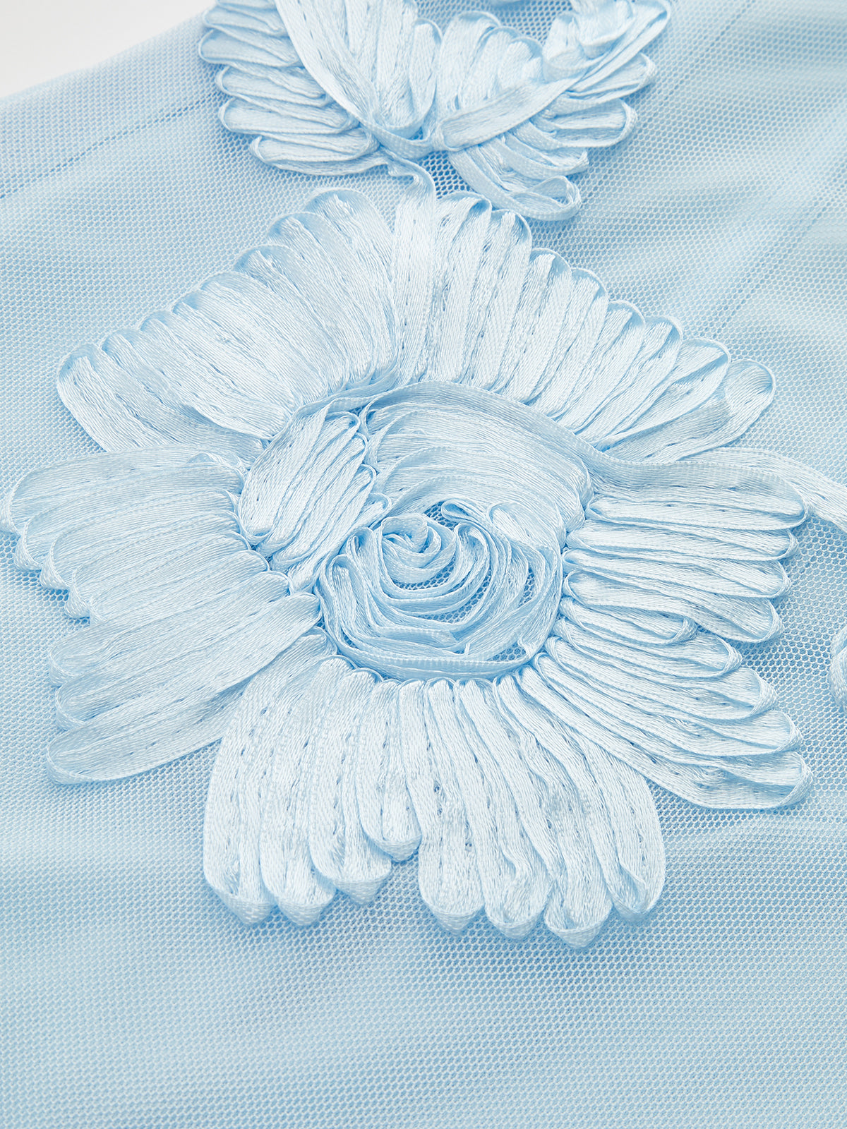 Semi-Sheer Floral Applique Strapless Dress