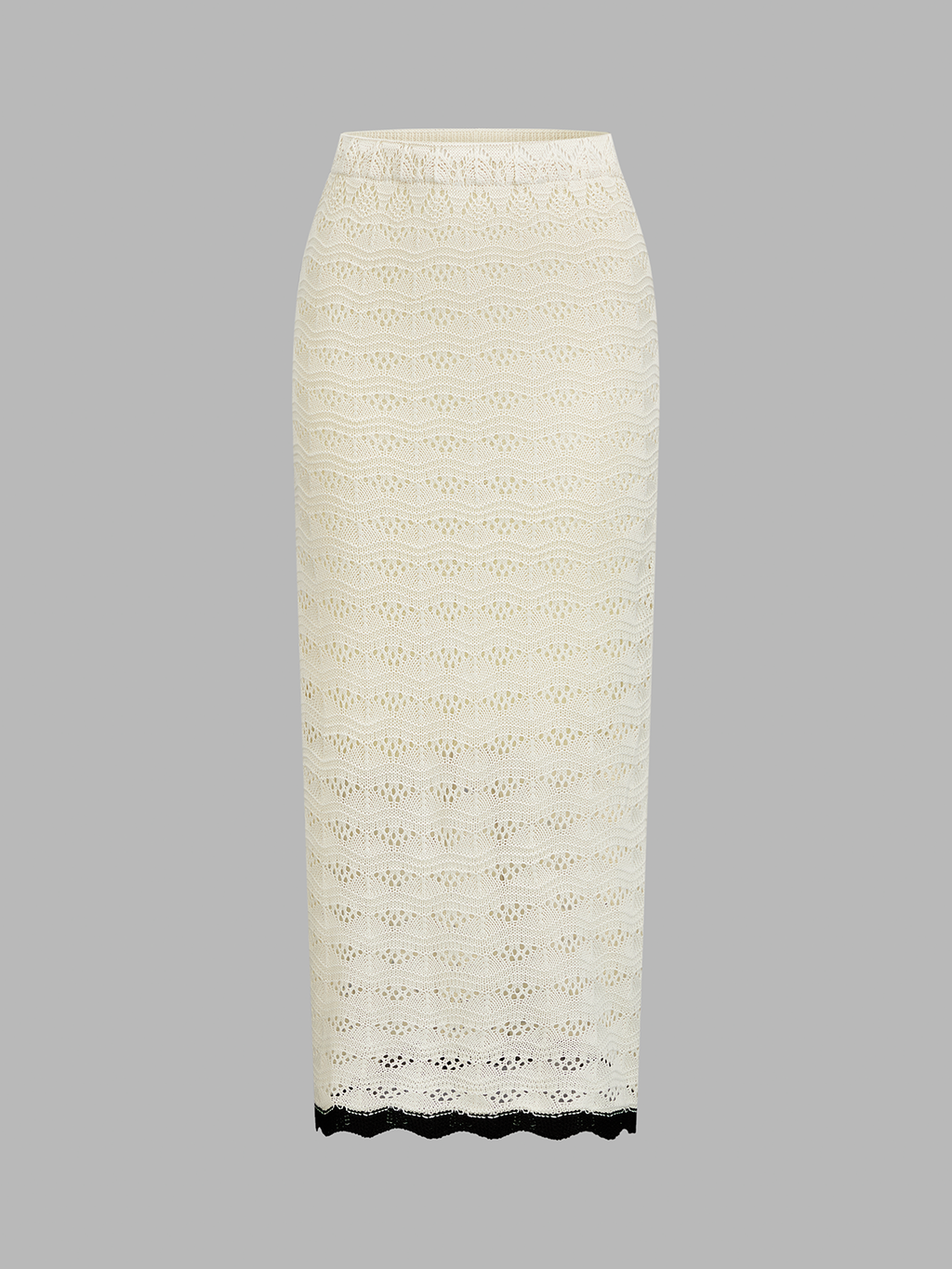 Contrast Trim Crochet Knit Top & Midi Skirt Set