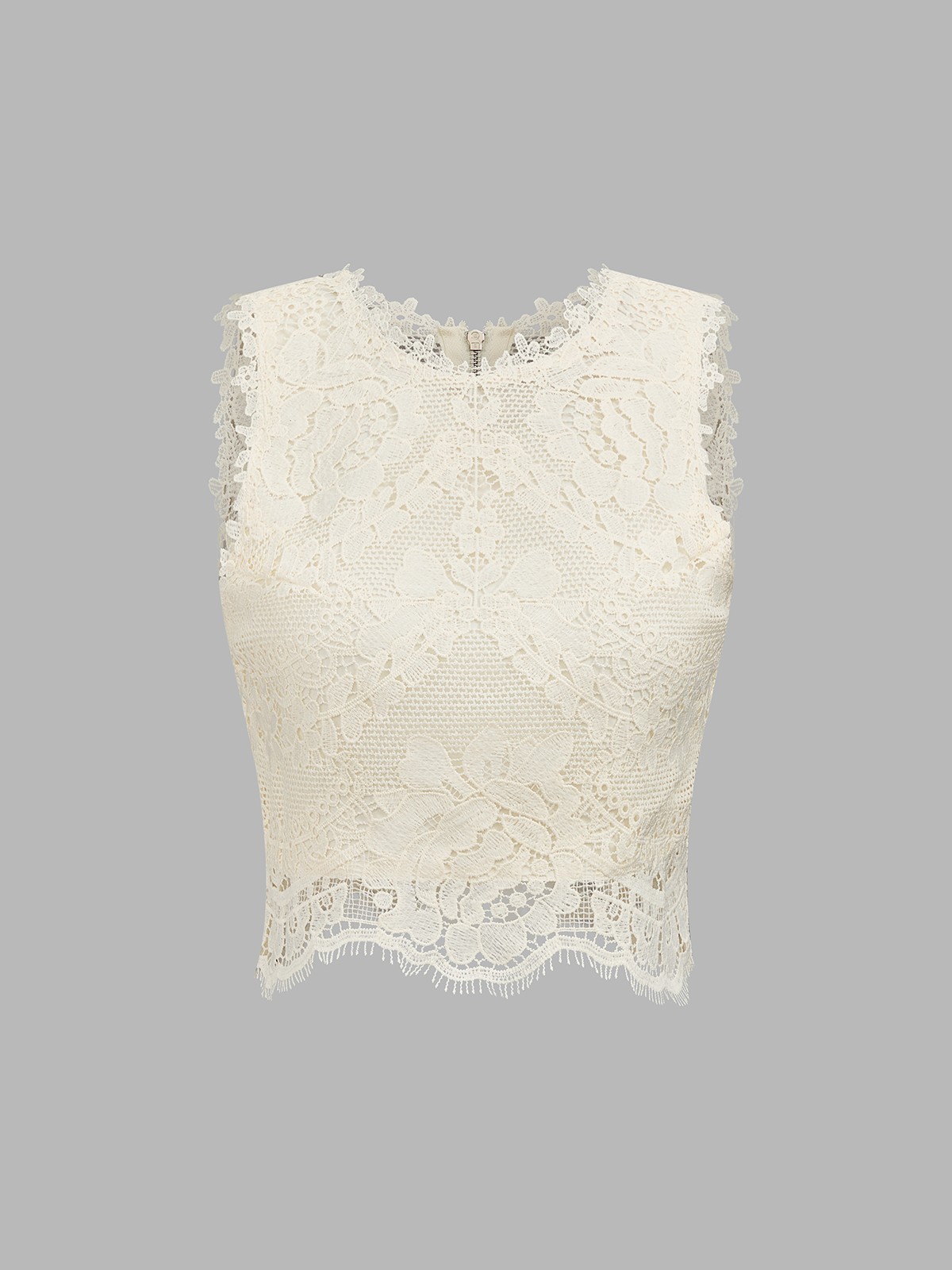 Semi-Sheer Floral Lace Tank Top