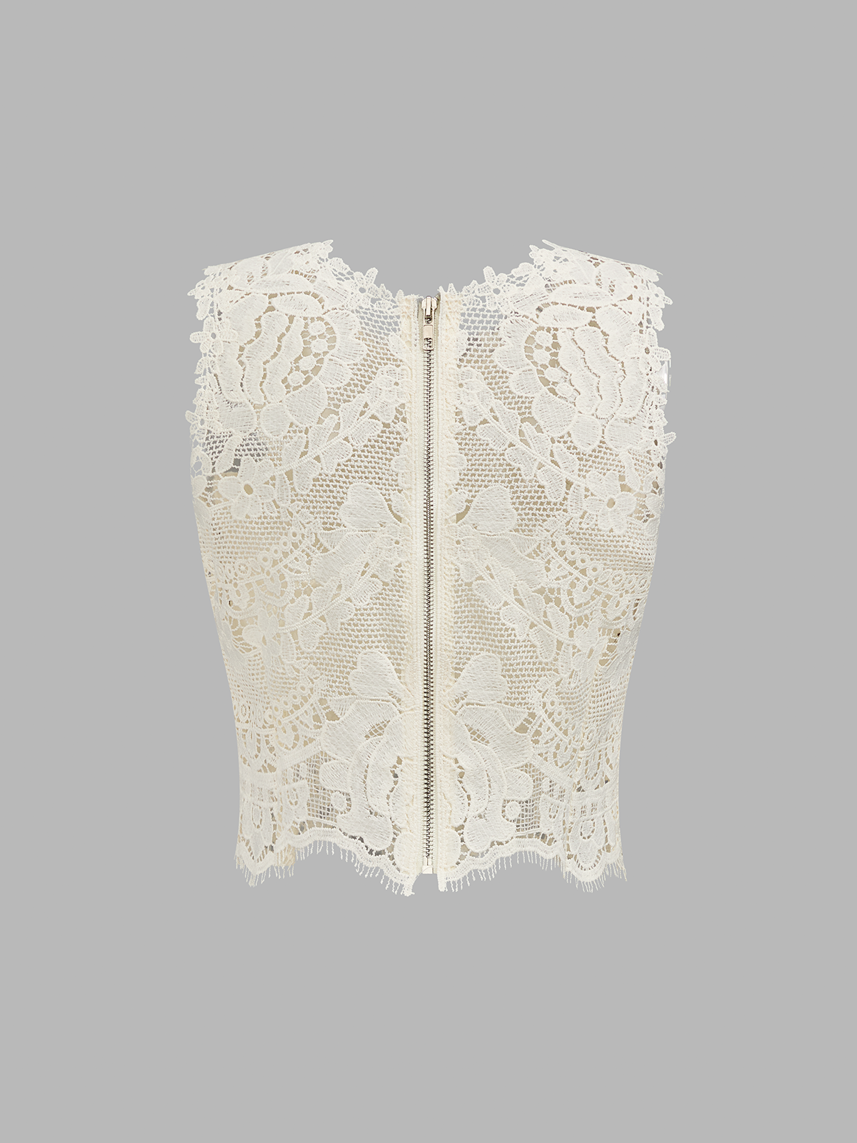 Semi-Sheer Floral Lace Tank Top