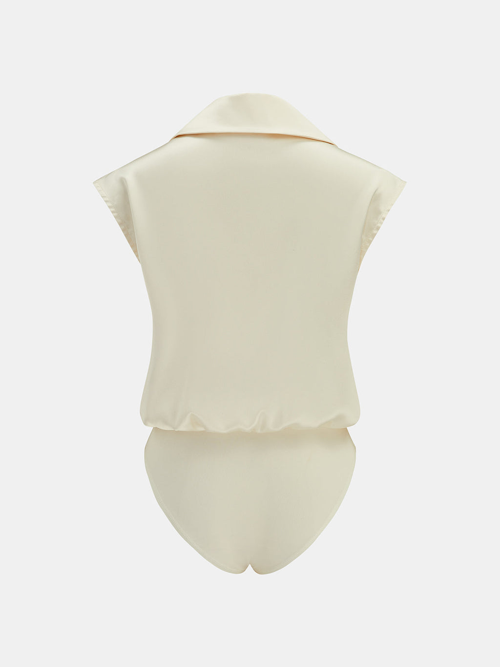 Satin Sleeveless Metal Button Shirt Bodysuit