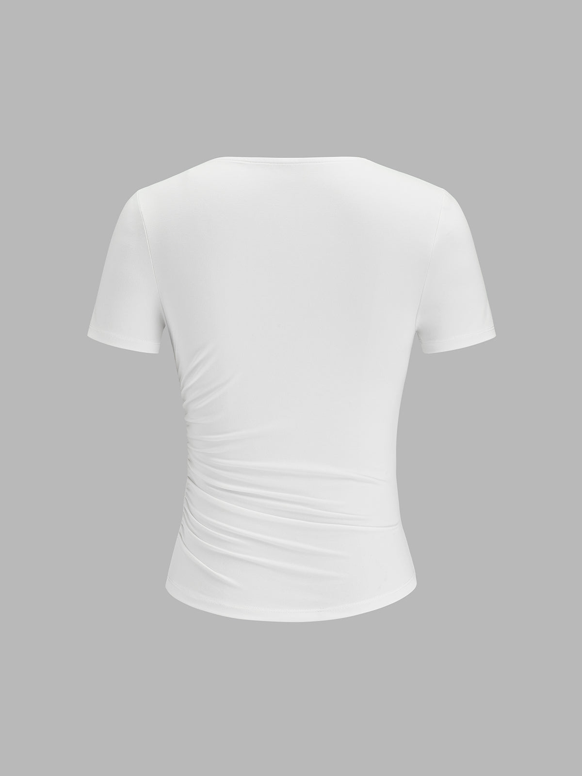 Asymmetrical Ruched Fitted Short Sleeve Top