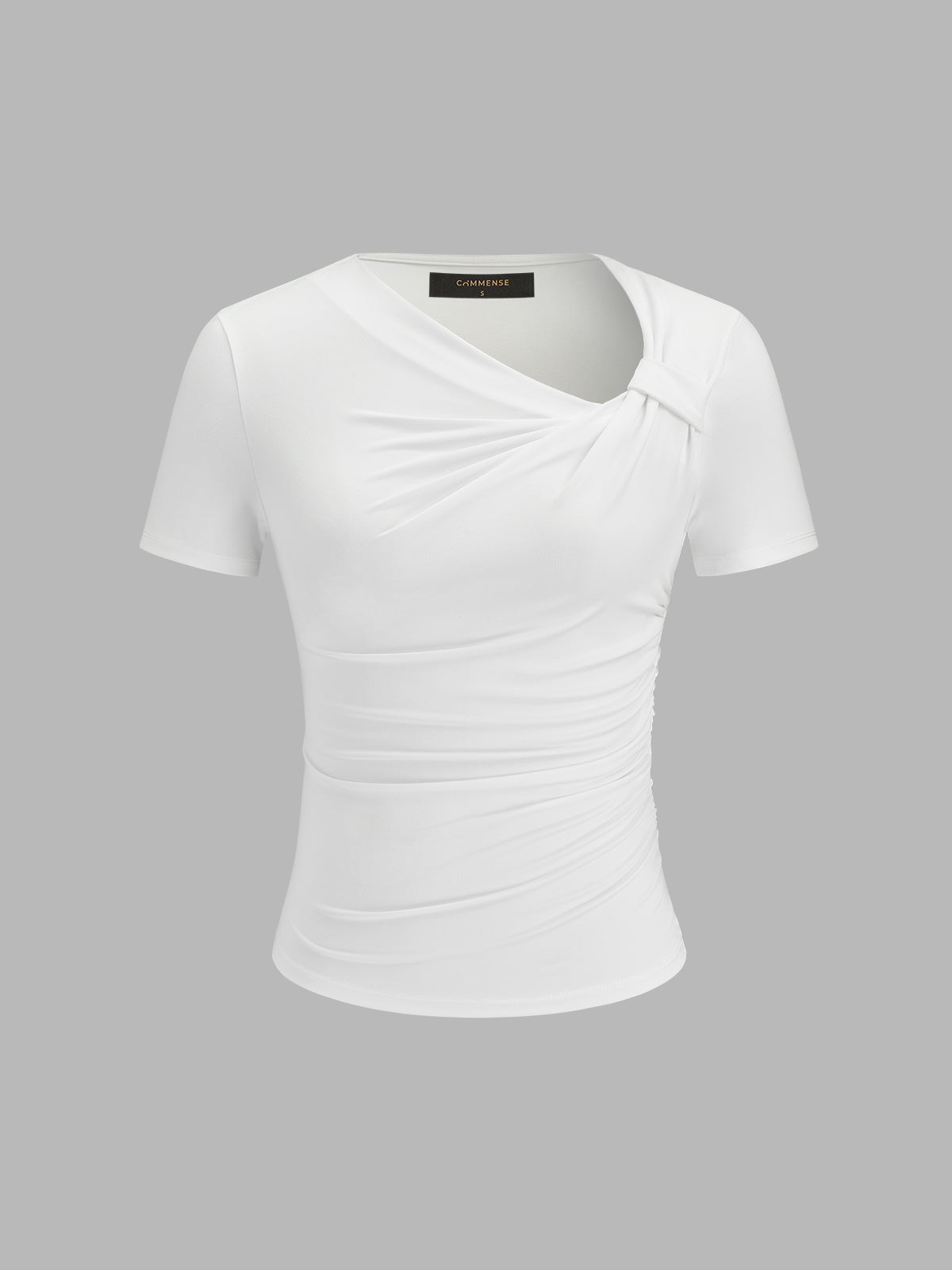 Asymmetrical Ruched Fitted Short Sleeve Top