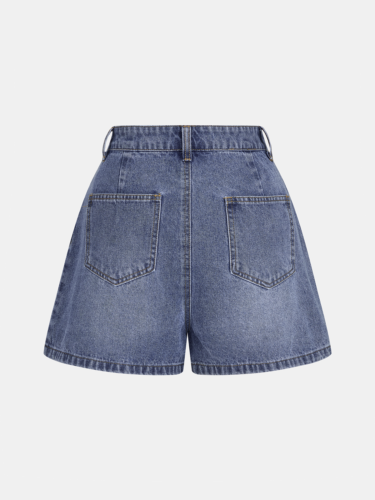 High-Waisted Asymmetric Waistband Denim Shorts