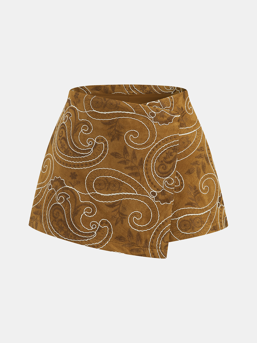 Paisley Embroidered Asymmetrical Skort