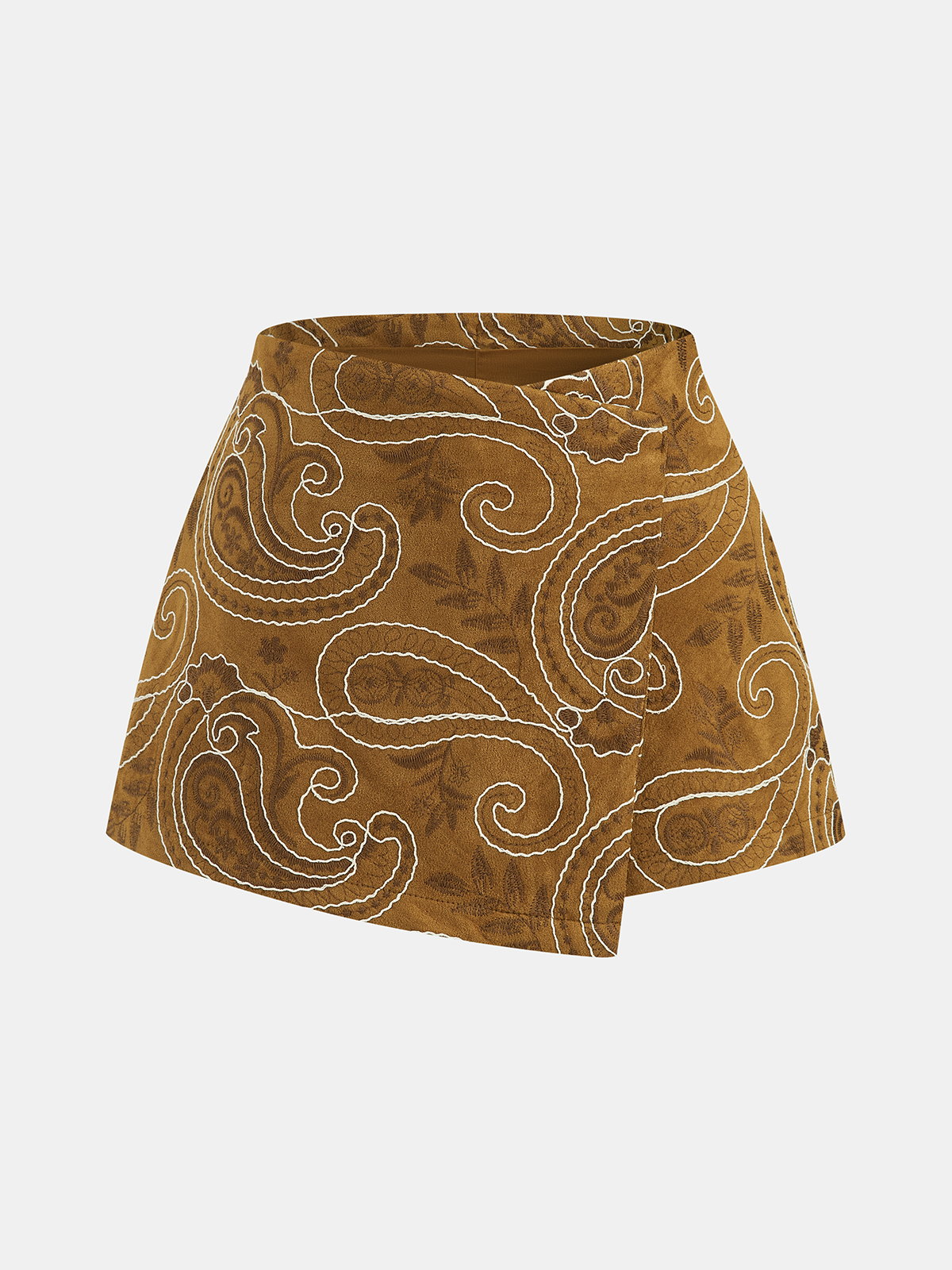 Paisley Embroidered Asymmetrical Skort