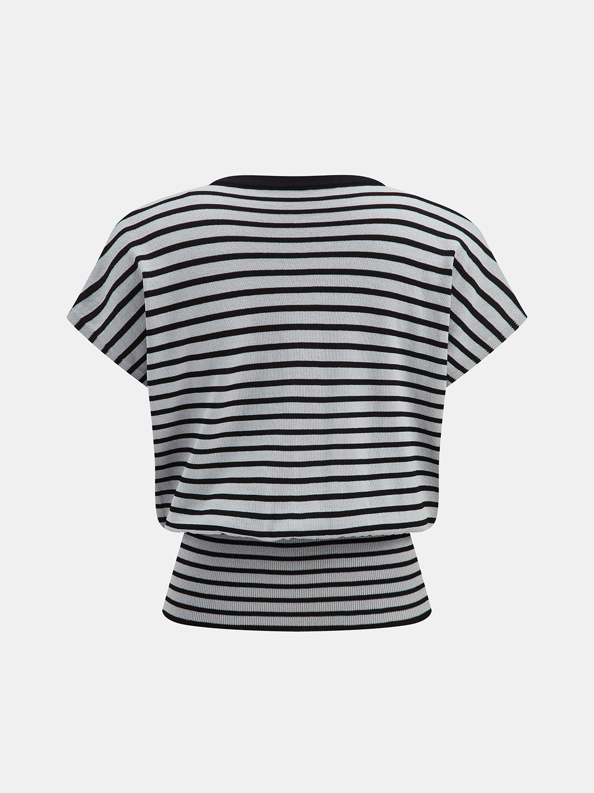Striped V Neck Short Sleeve Knit Top