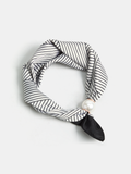 Striped Pearl Magnetic Closure Scarf