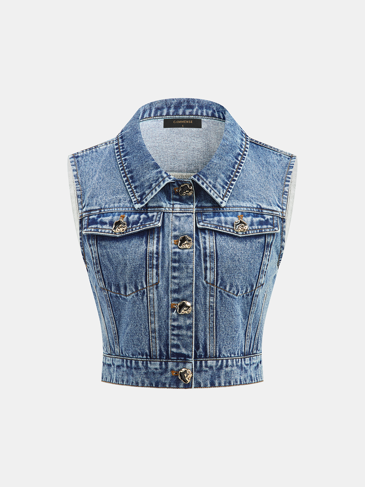 Denim Crop Vest & Pleated Mini Skirt Set