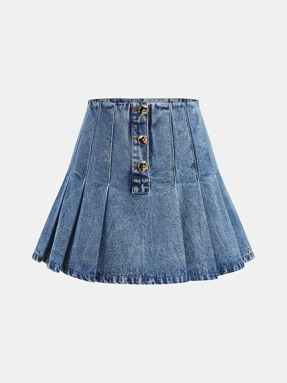 Denim Crop Vest & Pleated Mini Skirt Set