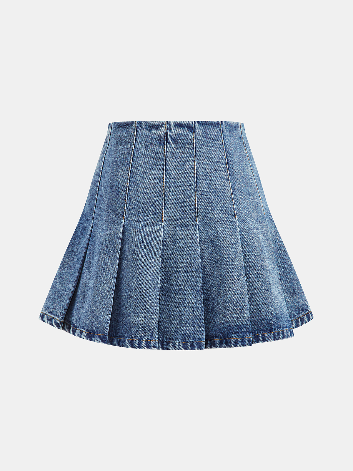 Denim Crop Vest & Pleated Mini Skirt Set