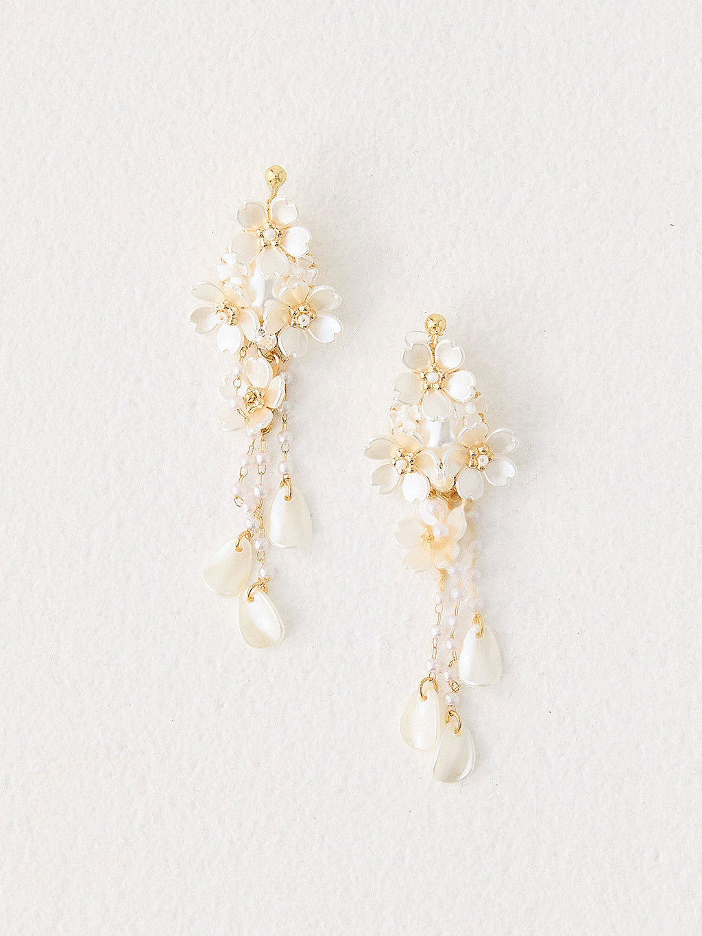 Floral Tassel Pearl Drop Earrings