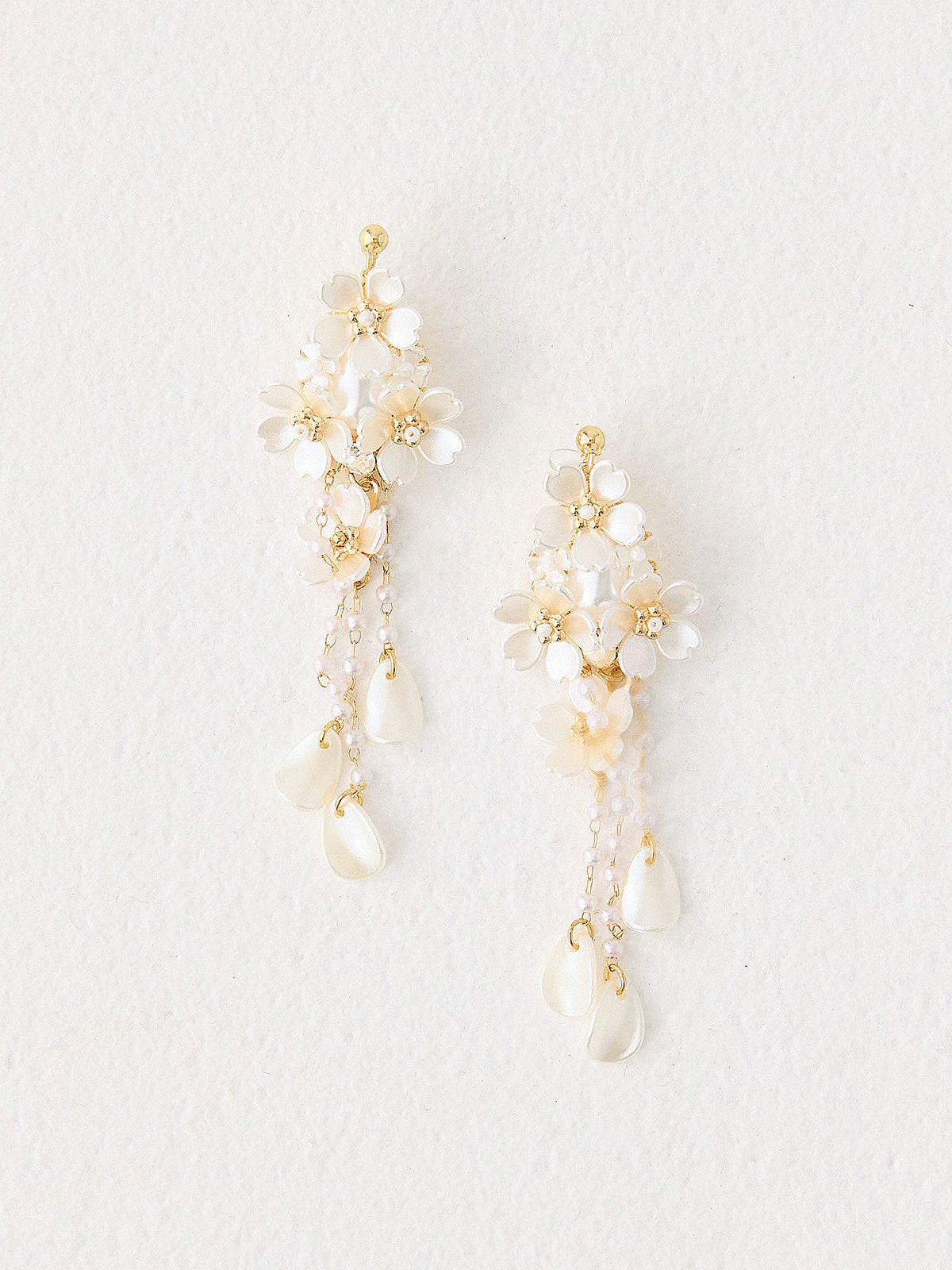 Floral Tassel Pearl Drop Earrings