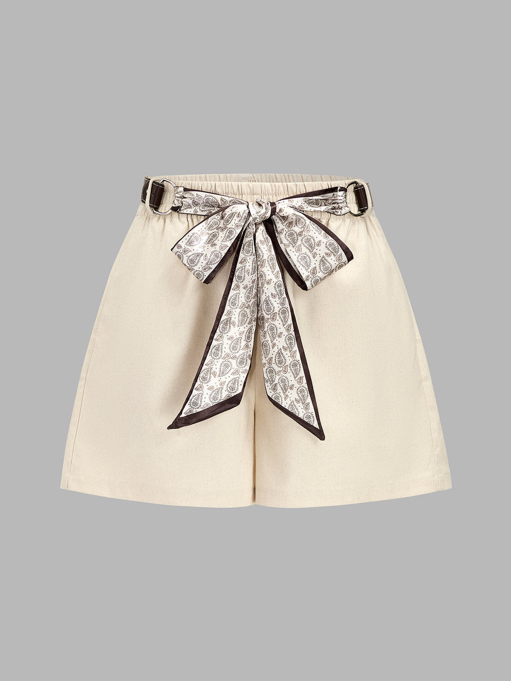 Casual Bow Tie Waist Linen Blend Shorts