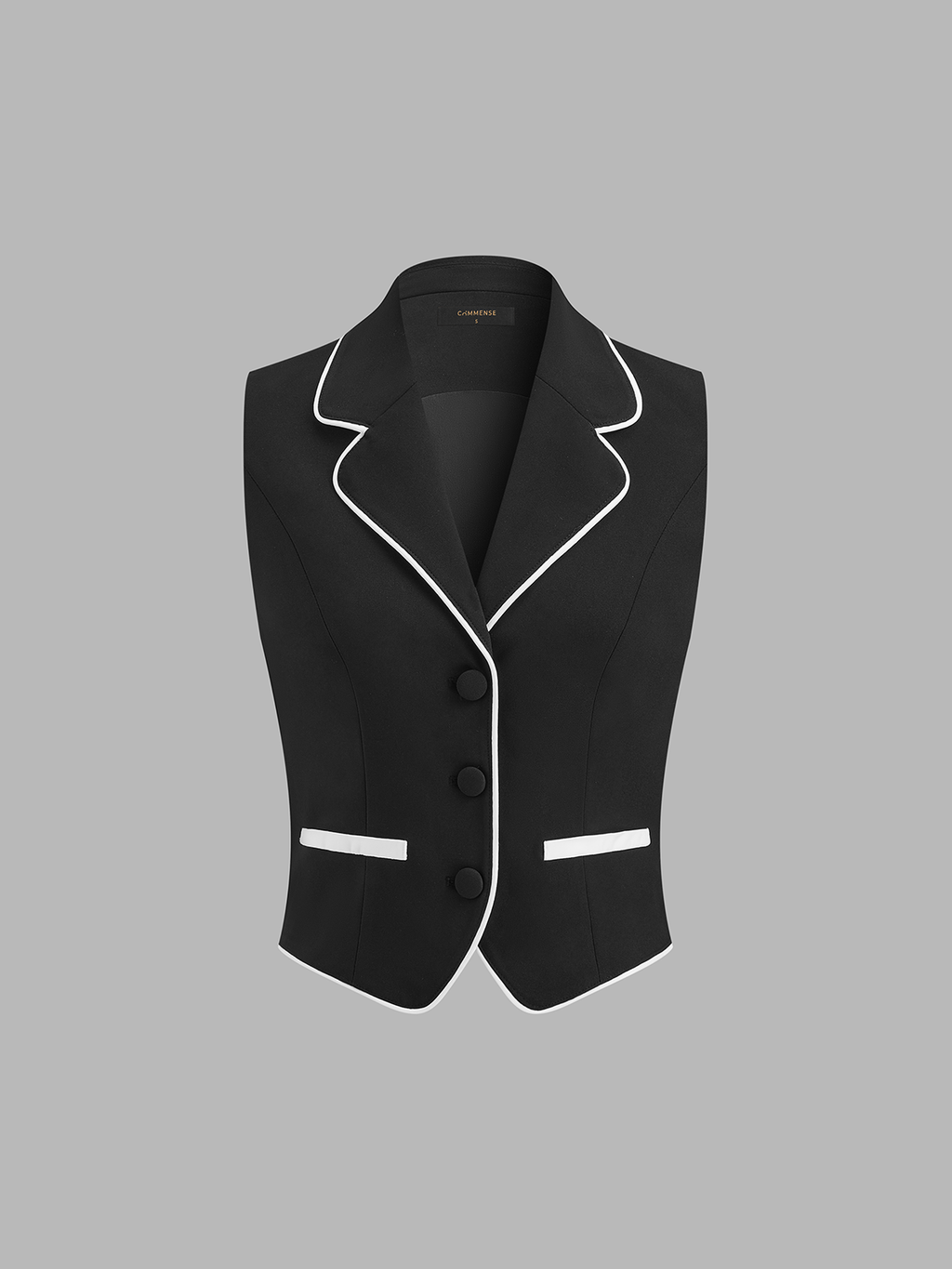 Contrast Piping Blazer Vest & Pants Set