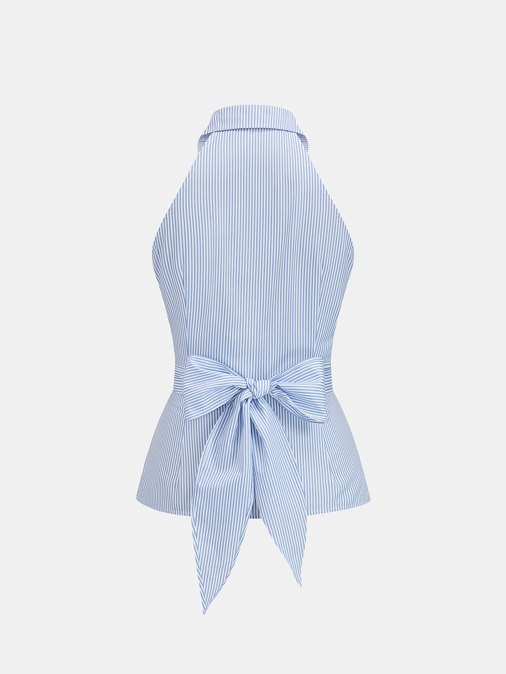 Back Bow Striped Halter Neck Blouse