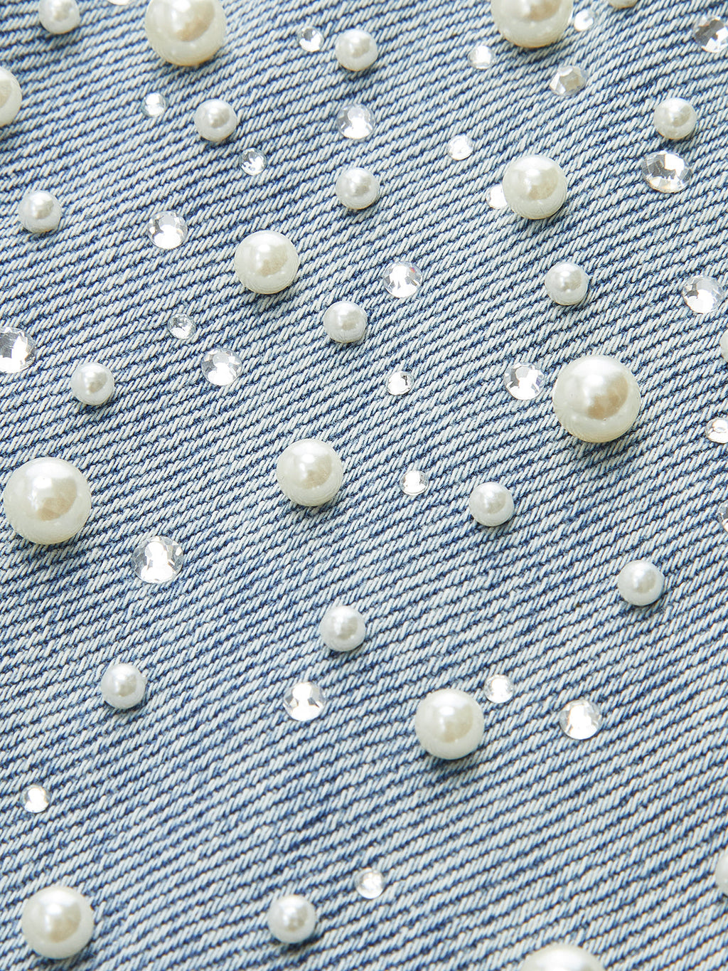 Pearl Rhinestone Embellished Curved Leg Jeans