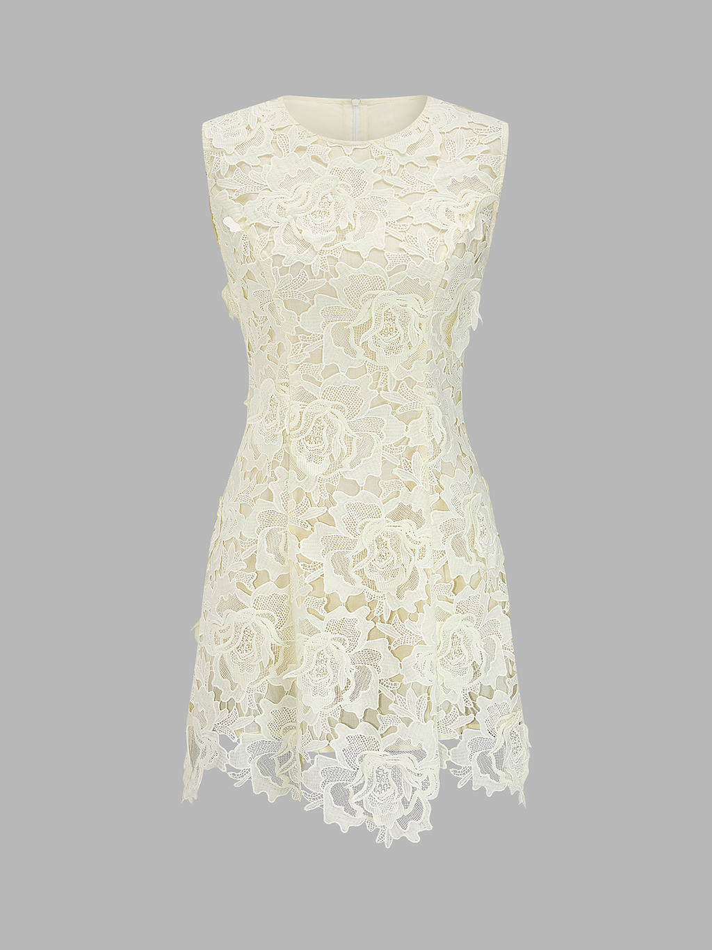 Guipure Lace Sleeveless A-Line Dress