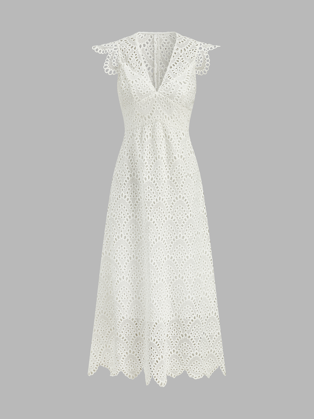 Semi-Sheer Crochet Lace Midi Dress