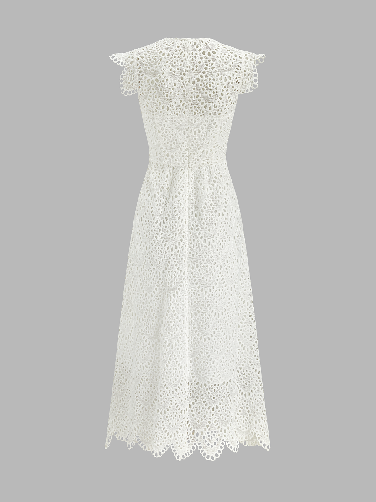 Semi-Sheer Crochet Lace Midi Dress