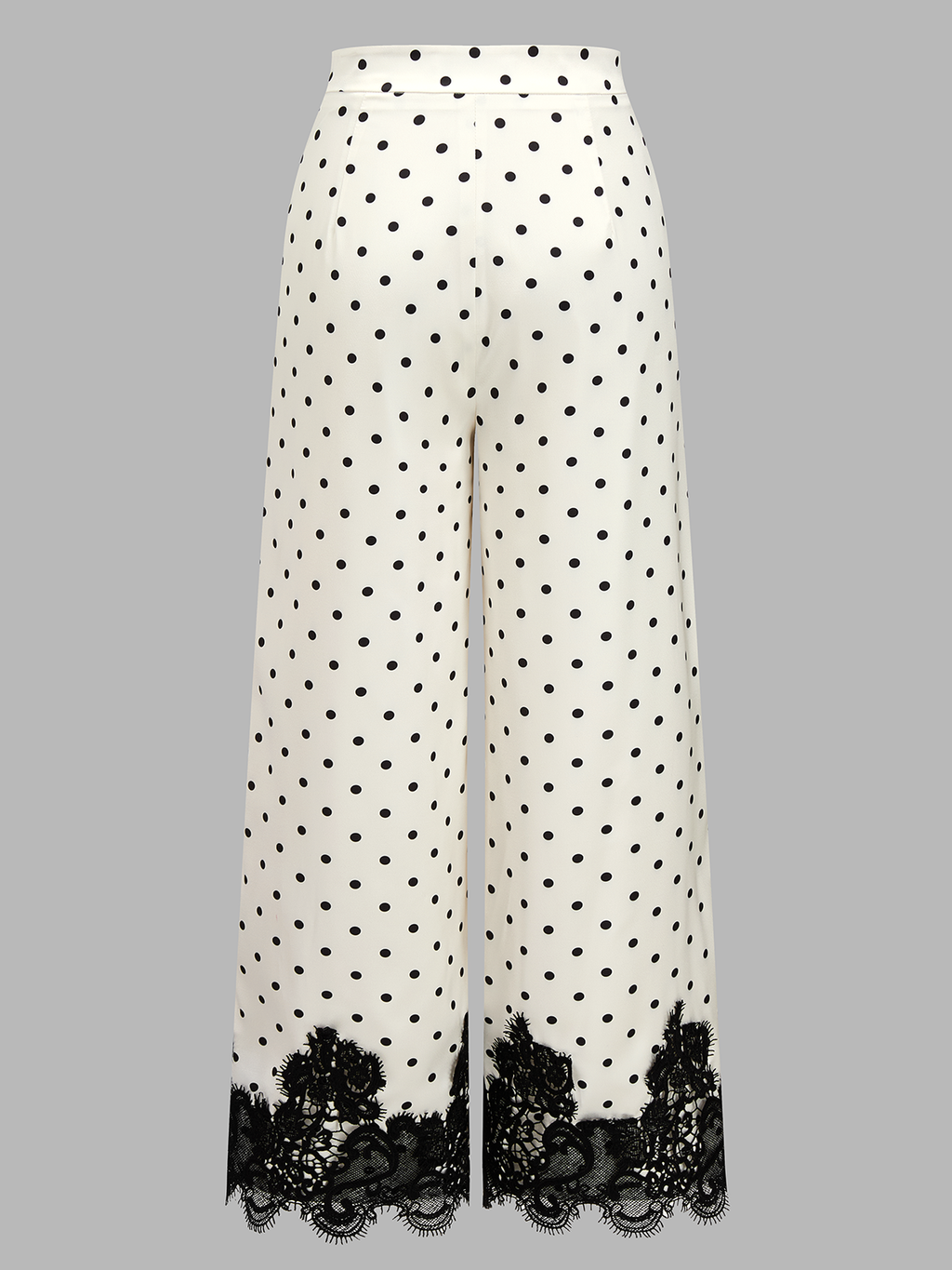 Lace Hem Polka Dot Wide Leg Pants