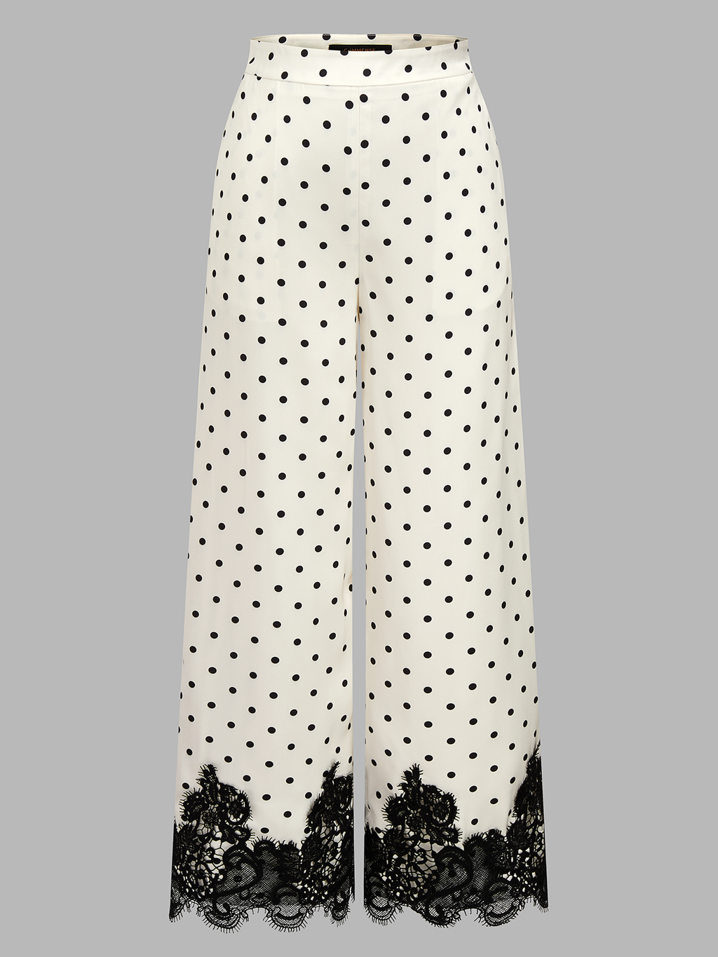 Lace Hem Polka Dot Wide Leg Pants