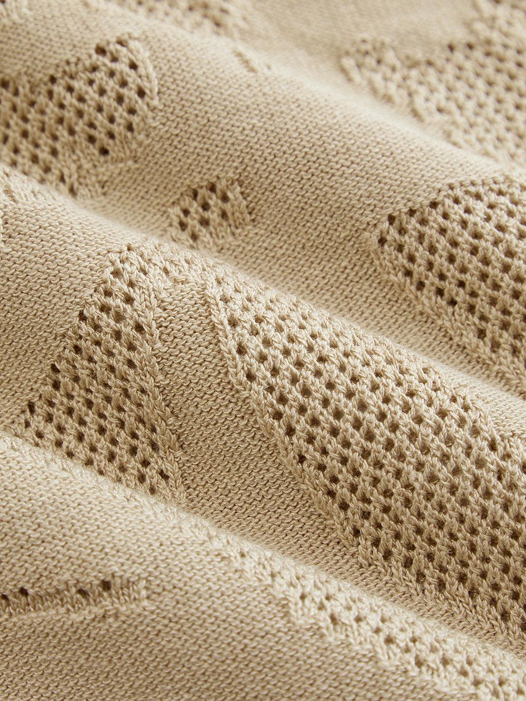 Openwork Jacquard Crew Neck Knit Vest