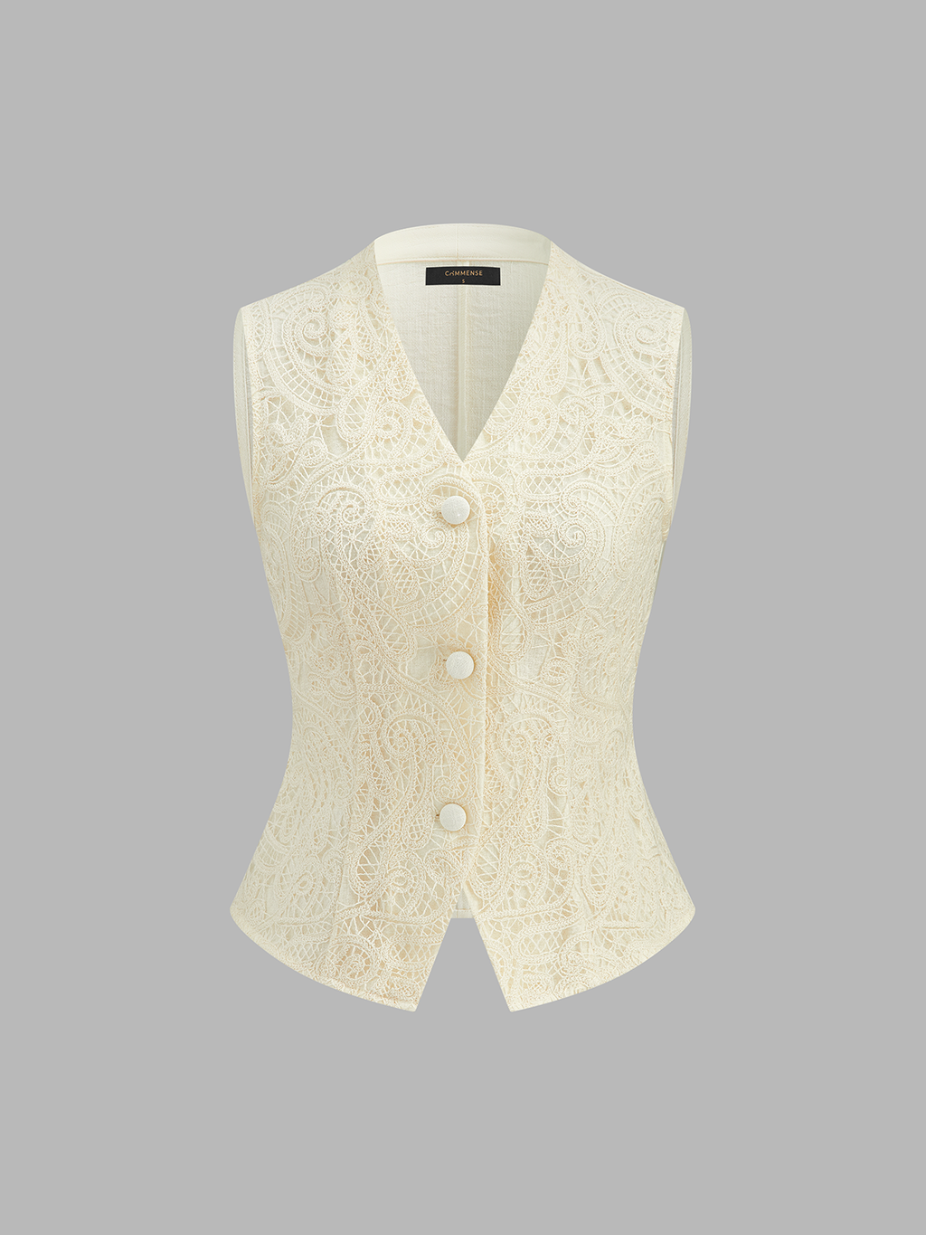 Guipure Lace Vest & Roll Cuff Pants Set