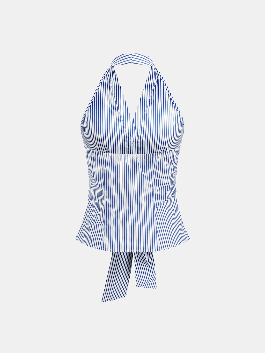 Striped Tie-Front Halter Top