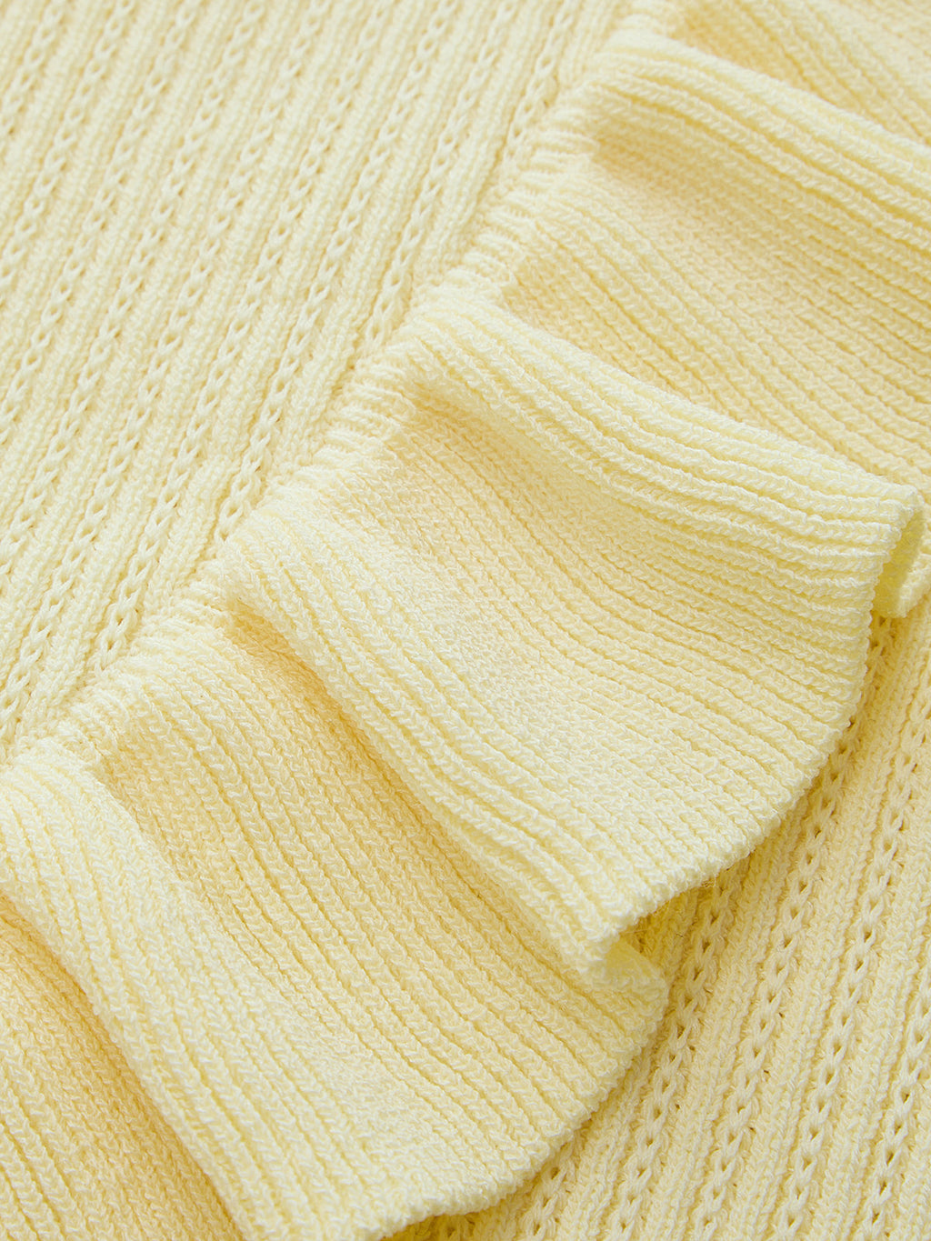 Ribbed High Neck Ruffle Sleeveless Top