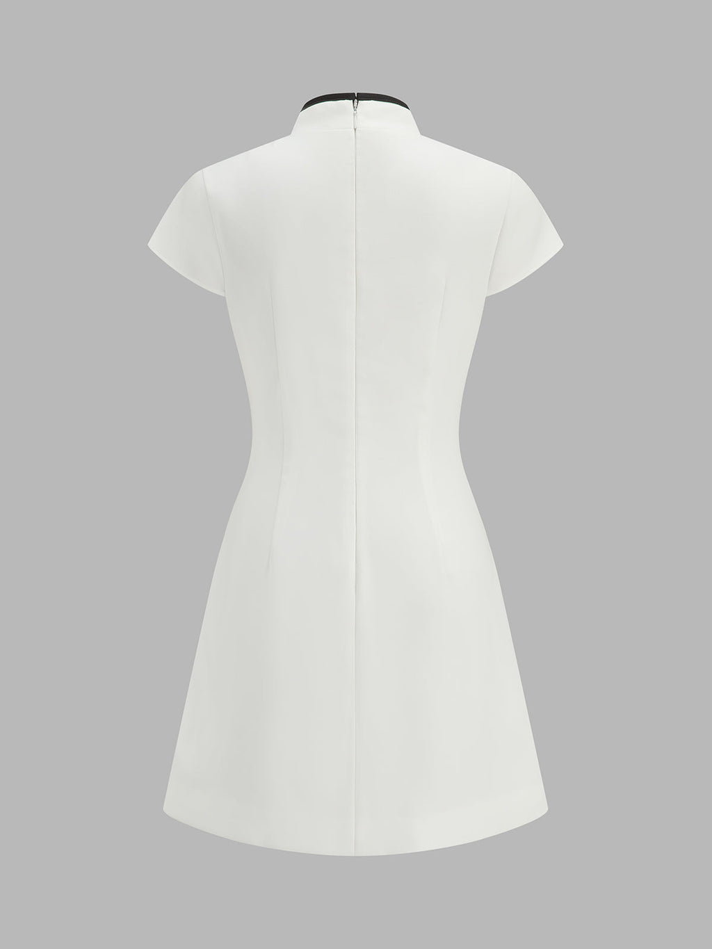Mandarin Collar Contrast Piping Mini Dress