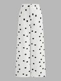 Polka Dot Wide Leg Denim Pants