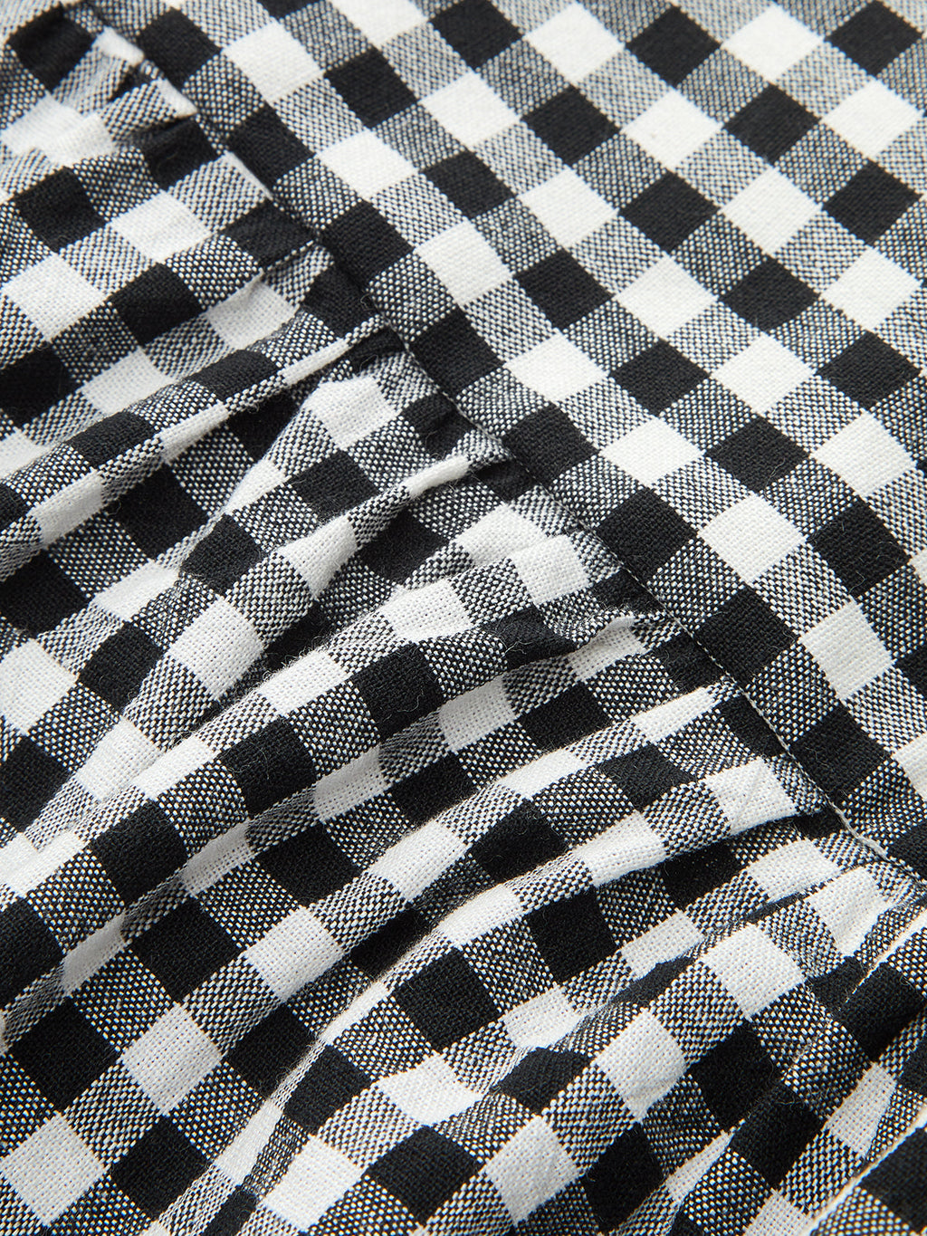 Gingham Deep V Halter Cotton Midi Dress