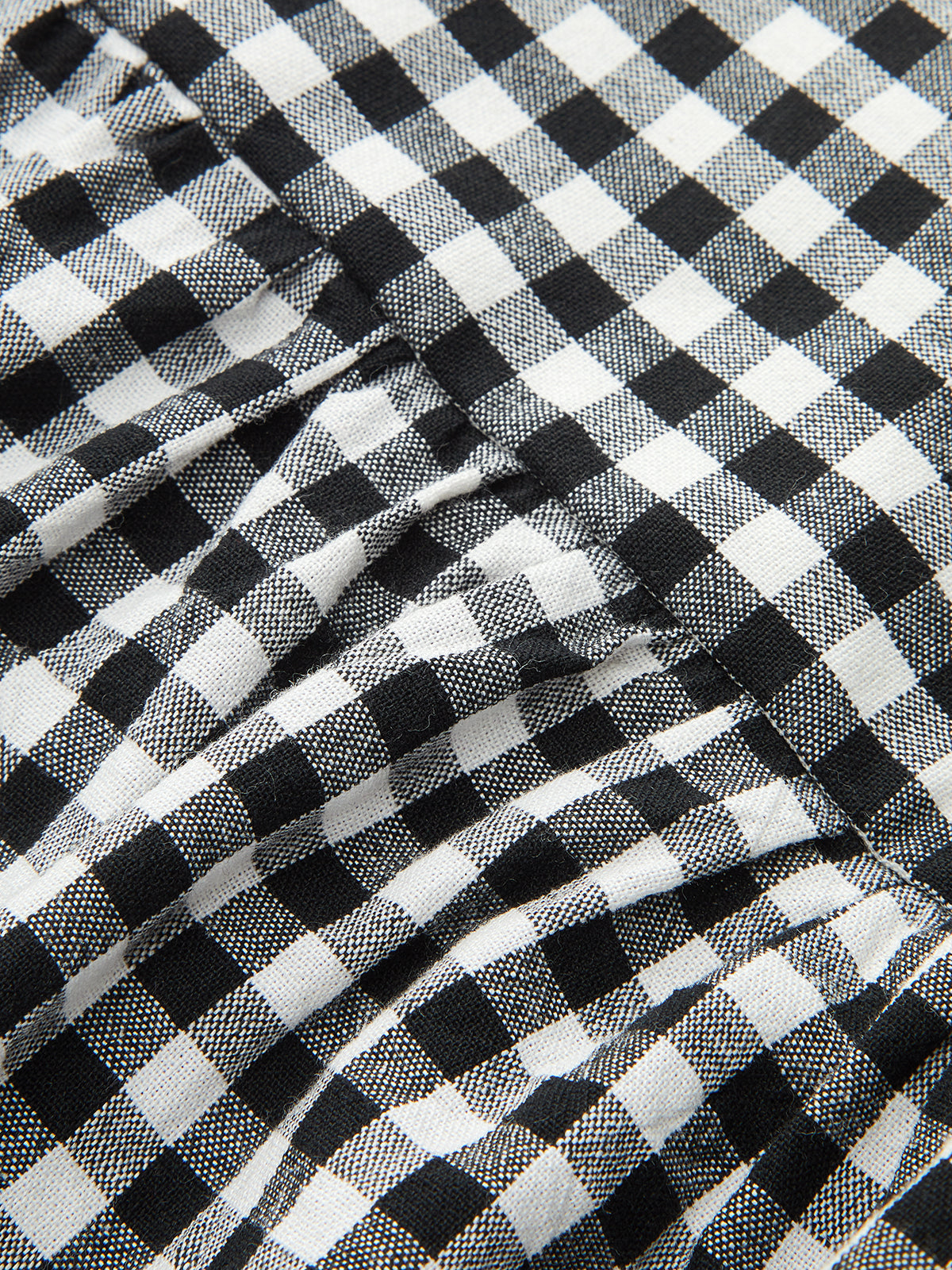 Gingham Deep V Halter Cotton Midi Dress