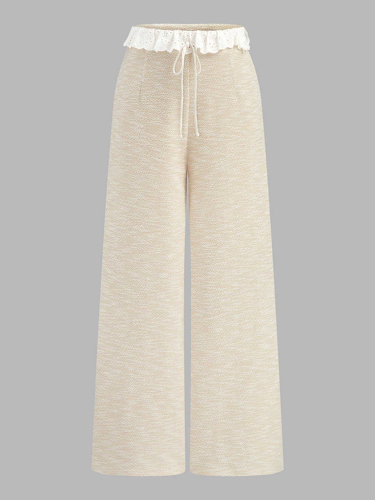 Lace Trim Textured Cami Top & Drawstring Pants Set