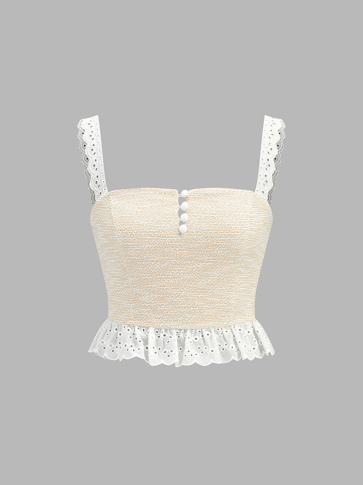 Lace Trim Textured Cami Top & Drawstring Pants Set