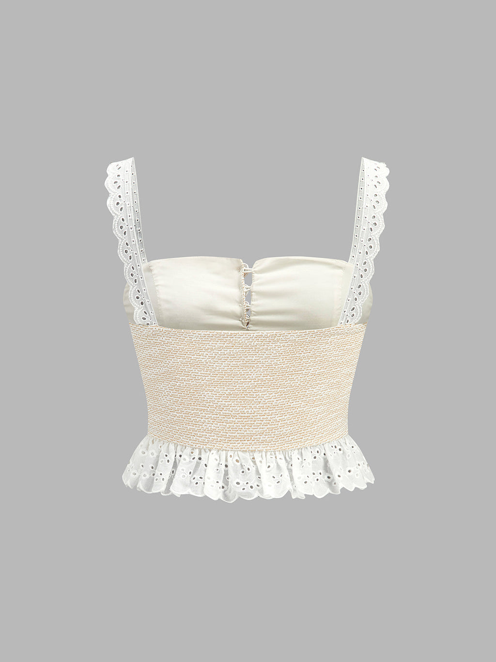 Lace Trim Textured Cami Top & Drawstring Pants Set