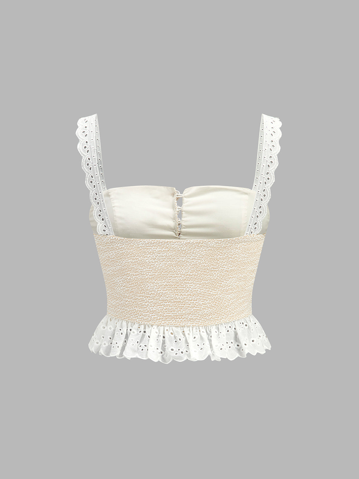 Lace Trim Textured Cami Top & Drawstring Pants Set