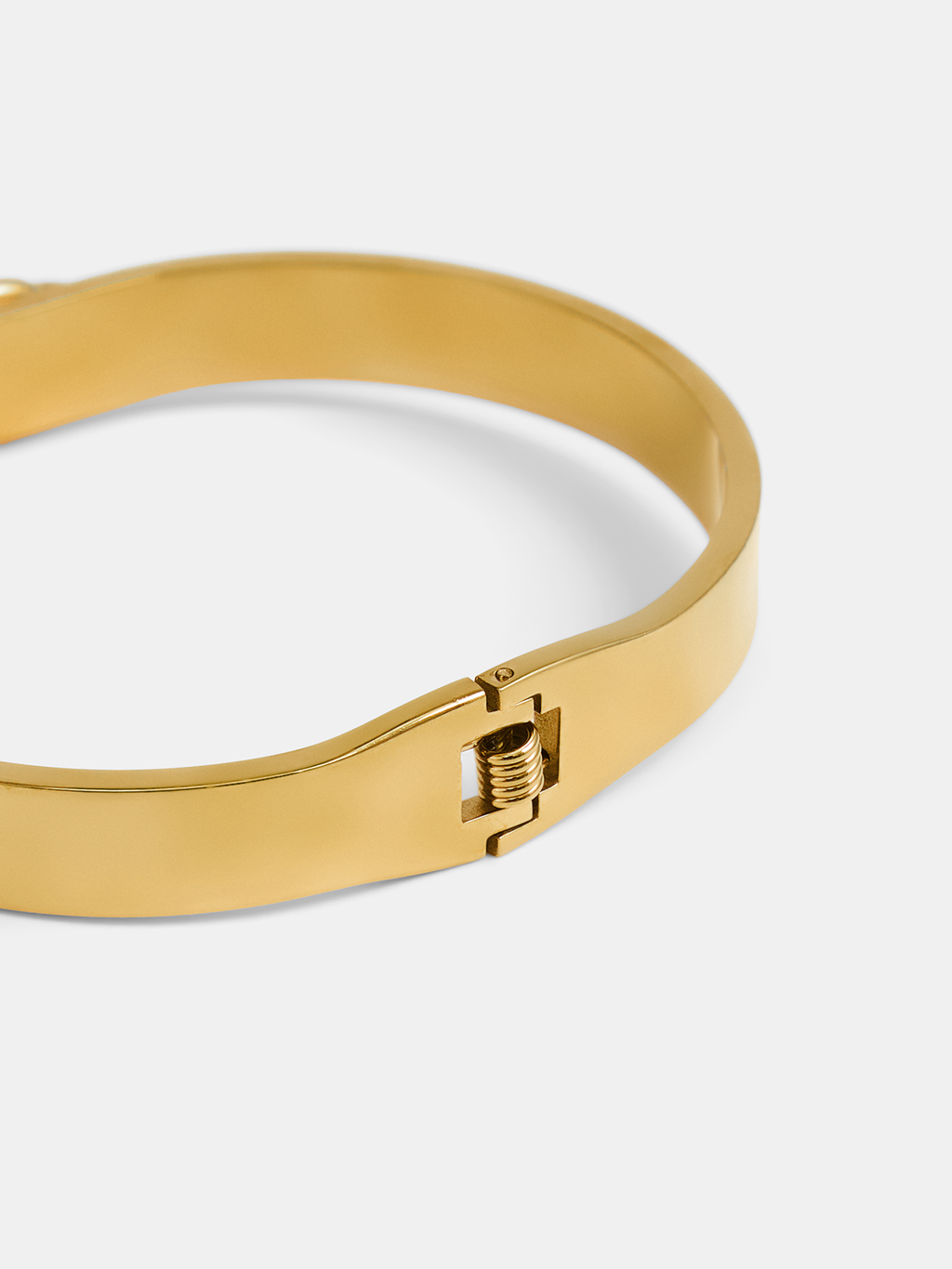 Zircon Inlay Spring Hinge Bangle Bracelet