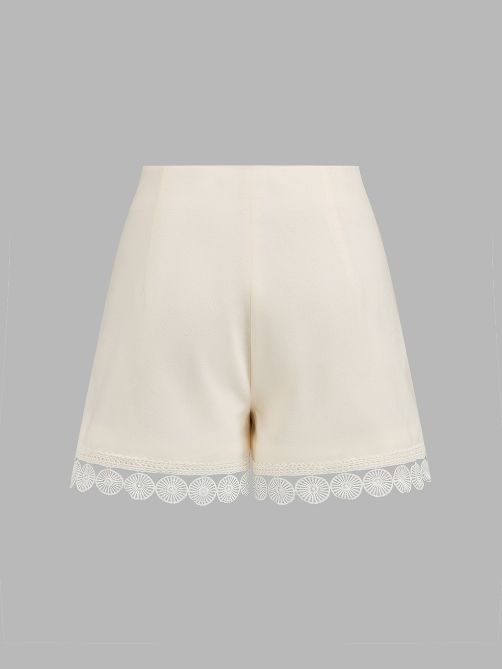 Crochet Lace Hem Cotton Linen Shorts