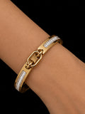 Zircon Inlay Spring Hinge Bangle Bracelet