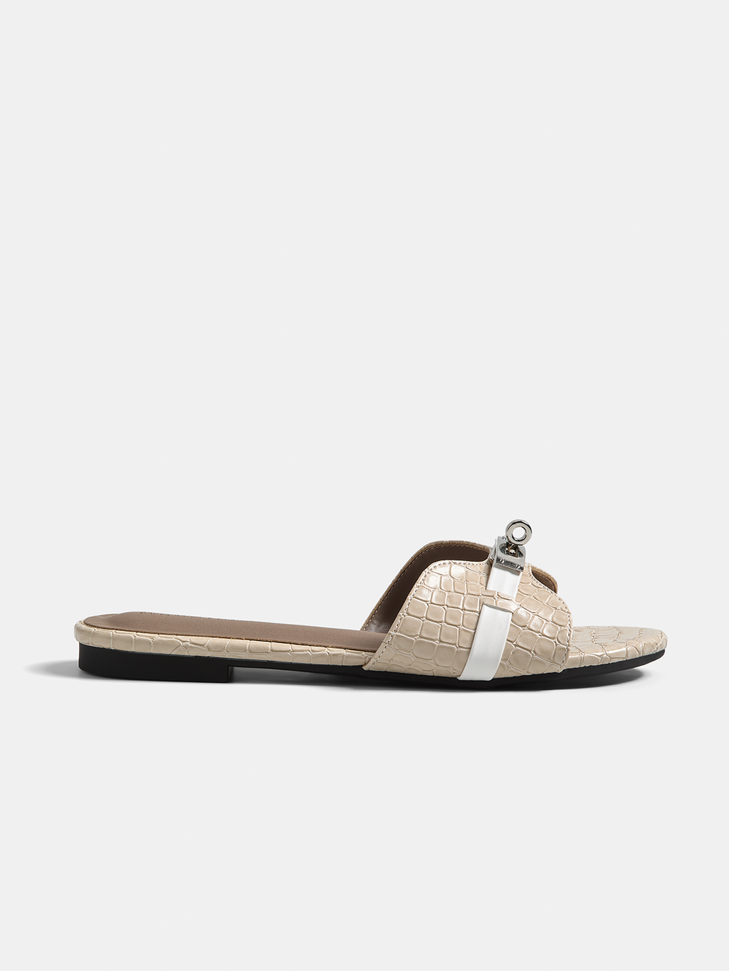 Crocodile Pattern Buckle Slide Sandals