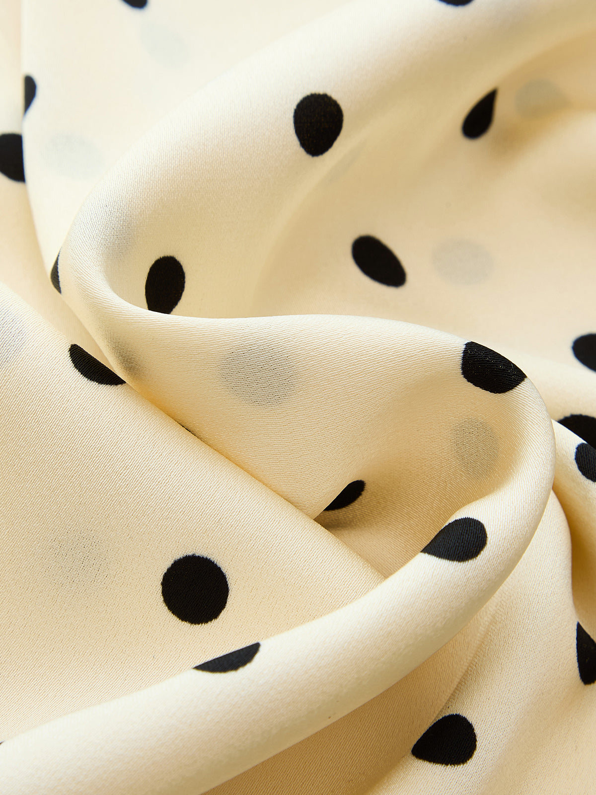Polka Dot Asymmetric Hem Satin Blouse